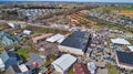 Aerial View of an Amish Mud Sale with Lots of Buggies and Farm Equipment Royalty Free Stock Photo