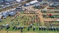 Aerial View of an Amish Mud Sale with Lots of Buggies and Farm Equipment, Pennsylvania Royalty Free Stock Photo