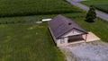 Aerial View of an Amish One Room School House, in the Middle of a Corn Field, With a Baseball Field Royalty Free Stock Photo