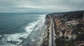 Aerial view of Amtrak train tracks by the coast in Del Mar, California Royalty Free Stock Photo