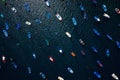 Aerial view of anchored boats off the coast. Las Teresitas, Tenerife, Canaries, Spain