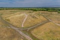 Aerial view of ancient Balasagun citadel remnants from the Burana tower, Kyrgyzst Royalty Free Stock Photo