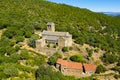 Aerial view of Serrabone Priory building, France Royalty Free Stock Photo