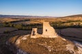 Aerial view of ancient castle ruins in Burgos province, Castile and Leon, Spain. Royalty Free Stock Photo