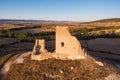 Aerial view of ancient castle ruins in Burgos province, Castile and Leon, Spain. Royalty Free Stock Photo