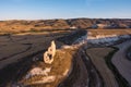 Aerial view of ancient castle ruins in Burgos province, Castile and Leon, Spain. Royalty Free Stock Photo