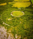 Aerial view of ancient celtic Stone RingFort remainings