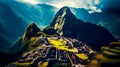 Aerial view of the ancient city of machaca pico, peru. Generative AI
