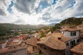 Aerial view of the ancient italian village. Subiaco is a town and comune in the Metropolitan City of Rome, in Lazio, central Italy Royalty Free Stock Photo