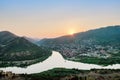 Aerial view of the ancient small town Mtskheta Royalty Free Stock Photo