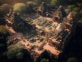 Aerial view of ancient temples in Bagan, Myanmar (Burma)