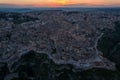 Aerial view of the ancient town of Matera at sunset, Matera, Italy Royalty Free Stock Photo
