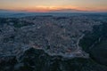 Aerial view of the ancient town of Matera at sunset, Matera, Italy Royalty Free Stock Photo