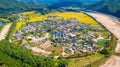 Aerial view of Andong, Hahoe Village in South Korea. Hahoe villa Royalty Free Stock Photo