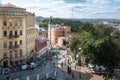 Aerial view of Andriyivskyy Descent and Castle of Richard the Lionheart - Kiev, Ukraine Royalty Free Stock Photo