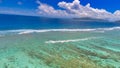 Aerial view of Anse Source Argent Beach in La Digue, Seychelles Islands - Africa Royalty Free Stock Photo