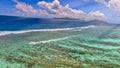 Aerial view of Anse Source Argent Beach in La Digue, Seychelles Islands - Africa Royalty Free Stock Photo