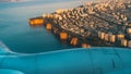 Aerial view of Antalya before landing during sunrise Royalty Free Stock Photo