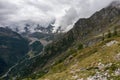 Aerial view of Anzasca Valley,at the foot of Mount Rosa, with the characteristic villages of Macugnaga Staffa - Pecetto and