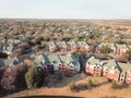Aerial view apartment complex near canal in Irving, Texas, USA