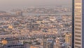 Aerial view of apartment houses and villas in Dubai city near downtown timelapse.