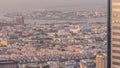 Aerial view of apartment houses and villas in Dubai city near downtown timelapse.