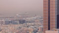 Aerial view of apartment houses and villas in Dubai city near downtown timelapse. Royalty Free Stock Photo