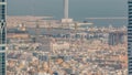 Aerial view of apartment houses and villas in Dubai city timelapse, United Arab Emirates Royalty Free Stock Photo