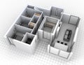 Aerial view of apartment rendering Royalty Free Stock Photo