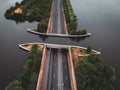 Aerial view of Aquaduct Veluwemeer, a lake in the Veluwe region near Harderwijk, the Netherlands Royalty Free Stock Photo