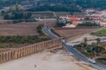 Aerial view of the aqueduct in Obidos village, Portug Royalty Free Stock Photo