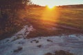 Aerial view of the countrysides in the evening Royalty Free Stock Photo