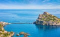 Aerial view of Aragonese Castle located in sea near Ischia island, Italy Royalty Free Stock Photo