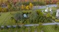 Aerial View of a Arboretum Gazebo Surrounded by Trees and Shrubs on an Autumn Day Royalty Free Stock Photo