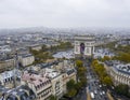 Aerial view of Arc de Triomphe, Paris Royalty Free Stock Photo