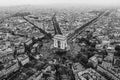 Aerial view of Arc de Triomphe, Paris Royalty Free Stock Photo