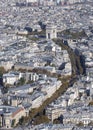 Aerial view of Arc de Triomphe in Paris, France. Royalty Free Stock Photo