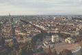 Aerial view of arch peace Arco Della Pace vintage look filter, Milan, Lombardy, Italy