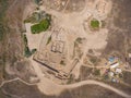 Aerial view of the archaeological excavations and archaeologist Royalty Free Stock Photo