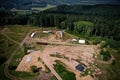 Aerial view of archaeological excavations on the mont beuvray in morvan Royalty Free Stock Photo