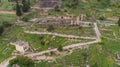 Aerial view of archaeological site of ancient Delphi, site of temple of Apollo and the Oracle, Greece Royalty Free Stock Photo
