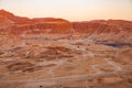 Aerial view of archaeological site in Valley of The Kings with temple of Pharaoh Hatshepsut