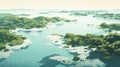 Aerial View Of Archipelago With Duotone Color Scheme