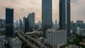 Aerial view of Architecture details Modern Building Glass facade Business background. Jakarta - Indonesia. June 9, 2021 Royalty Free Stock Photo