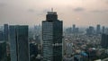 Aerial view of Architecture details Modern Building Glass facade Business background. Jakarta - Indonesia. June 9, 2021