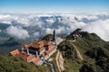 Aerial view Architecture of The Temple and pagoda on the top of the Fansipan mountain