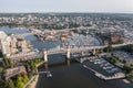 Aerial view of area around False Creek with Granville Street Bridge, Burrard Street Bridge and False Creek Harbour in Vancouver Royalty Free Stock Photo