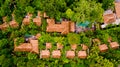 Aerial view area house in the jungle.