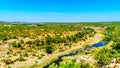 Aerial view of the area surrounding the Ge-Selati River where it joins the Olifants River in Kruger National Park Royalty Free Stock Photo