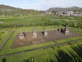 Aerial view of arjuna temple complex at Dieng Plateau, Indonesia Royalty Free Stock Photo